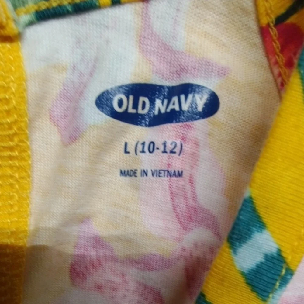 Old‎ Navy Floral Romper Halter Neck Sleeveless Yellow Tropical Kids Size L